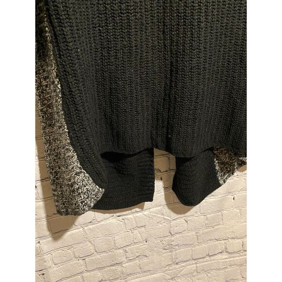 Heather B Open Front Cardigan Sweater Size L Two Tone Black Grey Knit - Picture 5 of 8